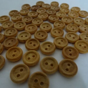 Vtg 2-Hole Wood Round Buttons with Raised Edge Character 13mm Lot of 13 or 144 B43-2