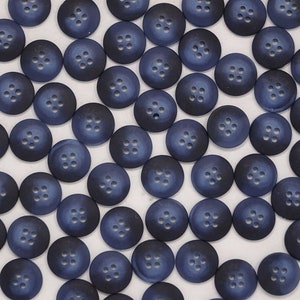 Vintage Two-Tone Blue 4-Hole Flat Buttons 15mm Lot of 8 or 80 B116-7