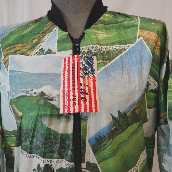 PRIDE Golf Pebble Beach Augusta Tyvek Animal Print Sz S M Jacket Windbreaker Deadstock