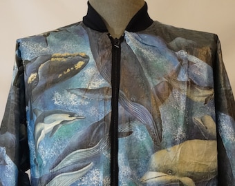 PRIDE Whale Dolphin Porpoise Animal Print Tyvek S M L XL XXL Jacket Windbreaker Deadstock