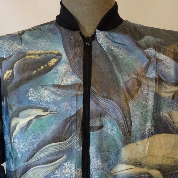 PRIDE Whale Dolphin Porpoise Animal Print Tyvek S M L XL XXL Jacket Windbreaker Deadstock