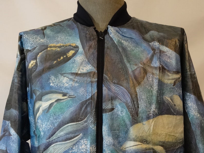 PRIDE Whale Dolphin Porpoise Animal Print Tyvek S M L XL XXL Jacket Windbreaker Deadstock