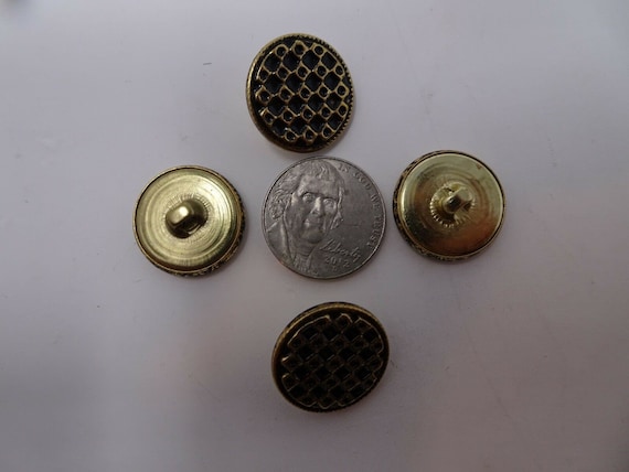 Vintage Antique Gold Dimpled 3D Artistic Shank Buttons 15mm Lot of 10 A113-1