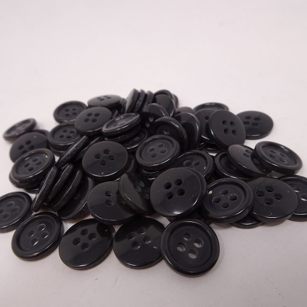 Vintage Black 4-Hole Shirt Buttons 12mm Jolee Button Co - Lot of 13 B28-2