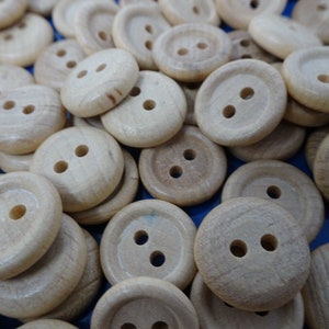 Vintage Round Wood 2-Hole Buttons w/ Raised Edge 15mm Lot of 13 A153