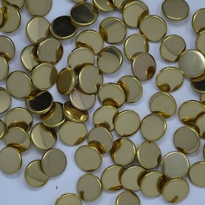 Vintage Round Shiny Metal Gold Shank Buttons 15mm Lot of 10 or 100 B54-4