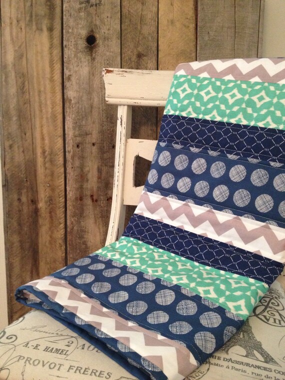 Items similar to The Boys in Blue Baby Quilt Navy and Mint on Etsy