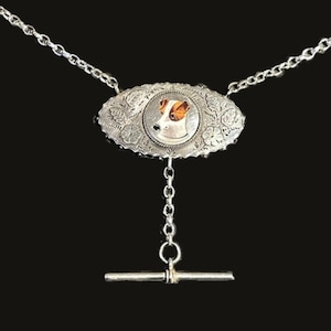 Silver Antique Mourning Love Token, Locket, Forget Me Not, Jack Russell Dog