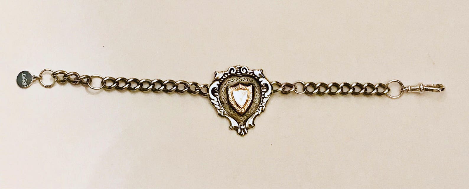 Silver Antique Albert Watch Chain Fob Bracelet Etsy