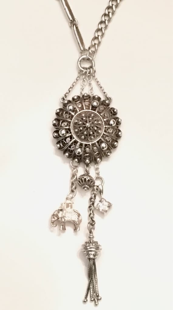 Antique and Vintage Sterling Silver Albert Chain … - image 1