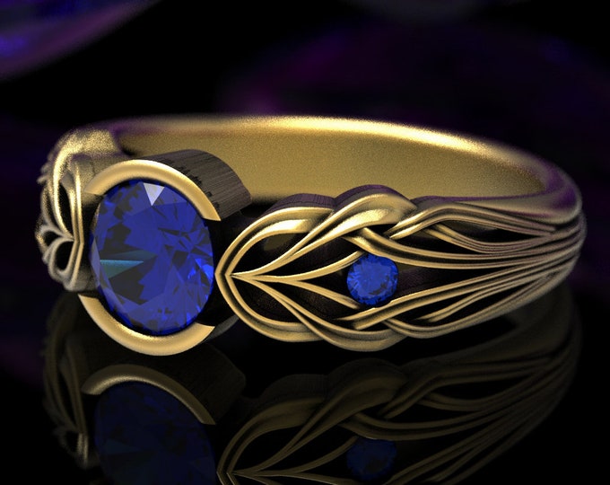 Sapphire Art Nouveau Ring, Gold Art Nouveau Ring, Sapphire Engagement Ring, Art Nouveau Wedding Ring, White Gold Engagement Ring, 1658