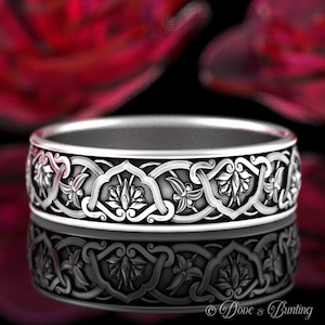 Sterling Silber Blumenring, Jugendstil Ring, Botanischer Ehering, Natur Ehering, Blumen Ehering, Blumen Ehering, 1903