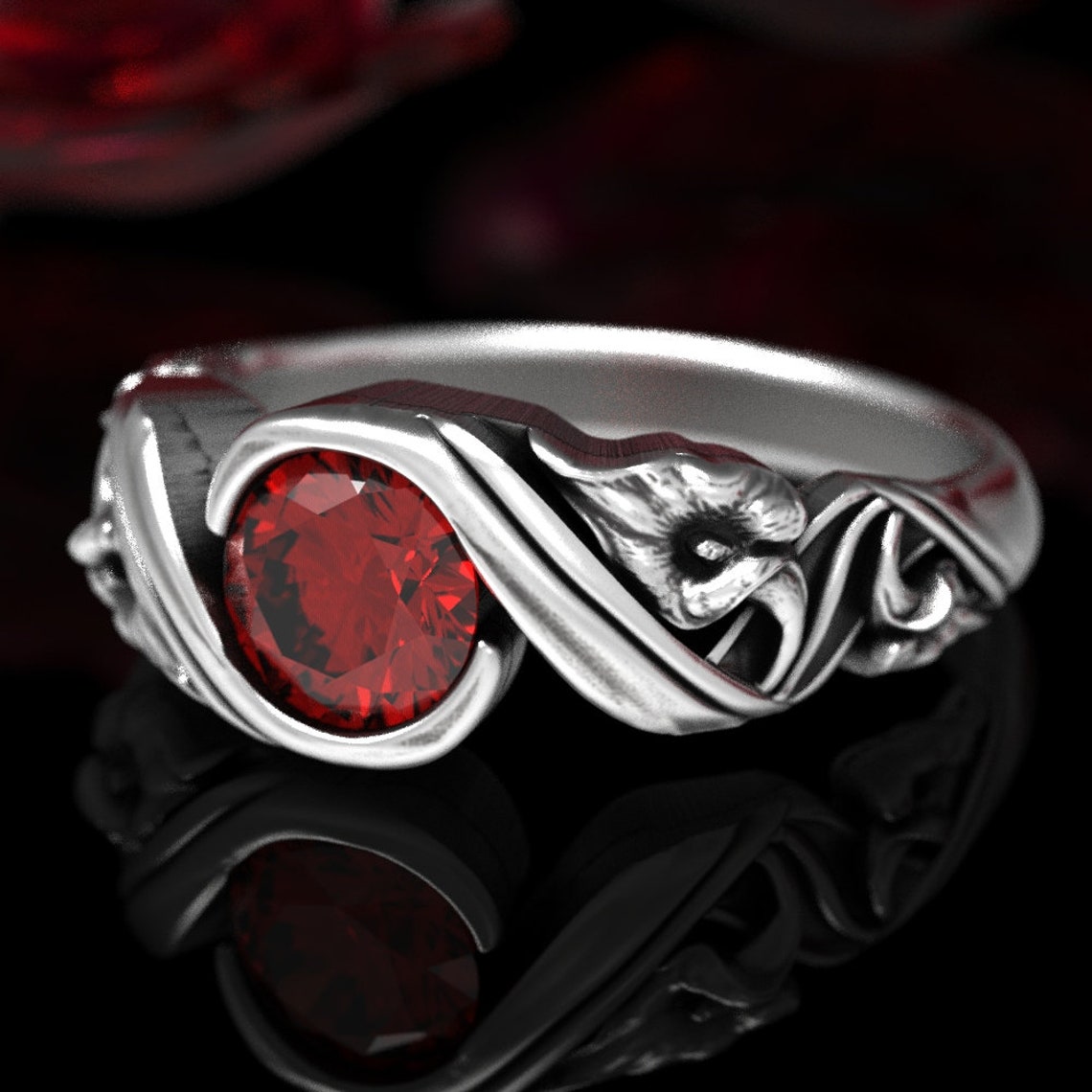 Ruby Calla Lily Engagement Ring Art Nouveau Calla Lily Ring Etsy