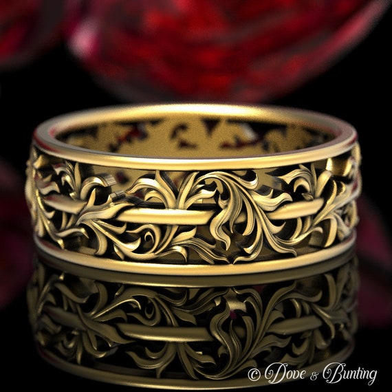 Art Nouveau Leaf Ring, Sterling Silver Leaf Ring, Intricate