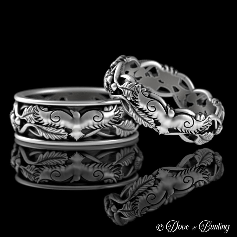 The crow wedding ring set deals