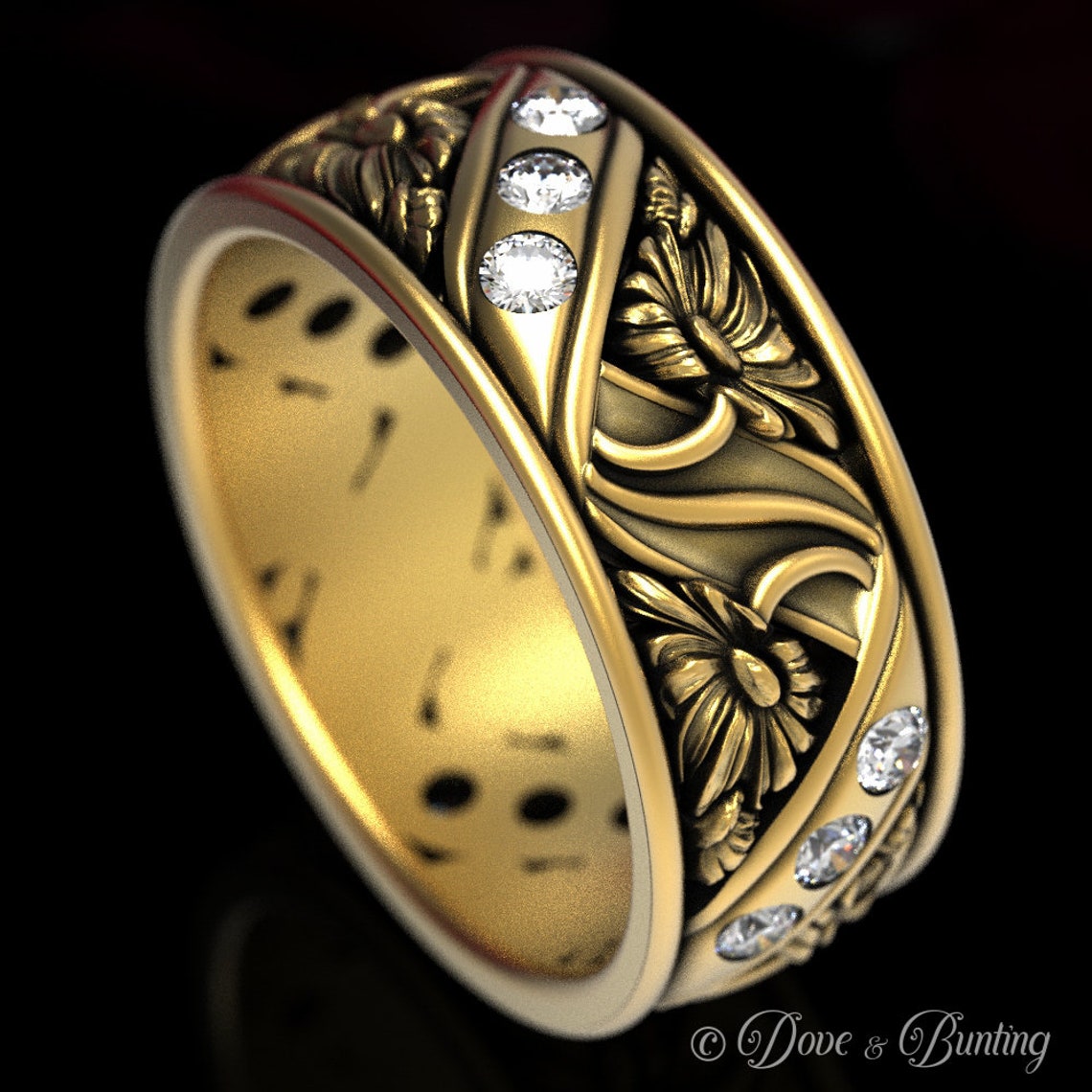 Gold Daisy Ring Moissanite & Gold Floral Wedding Ring Flower Etsy