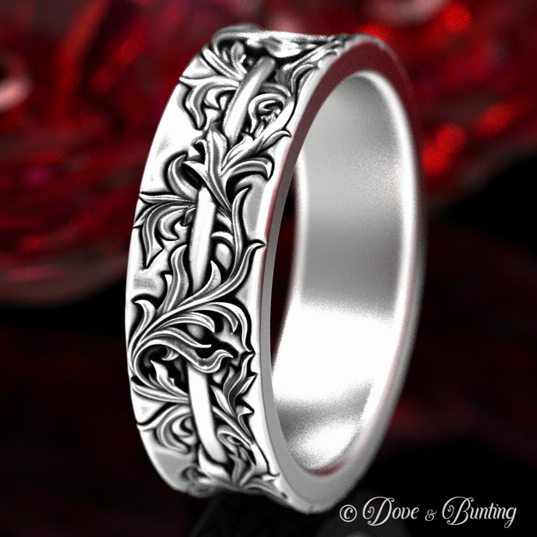 Floral Art Nouveau Ring Solid Sterling Silver Ring Nature - Etsy