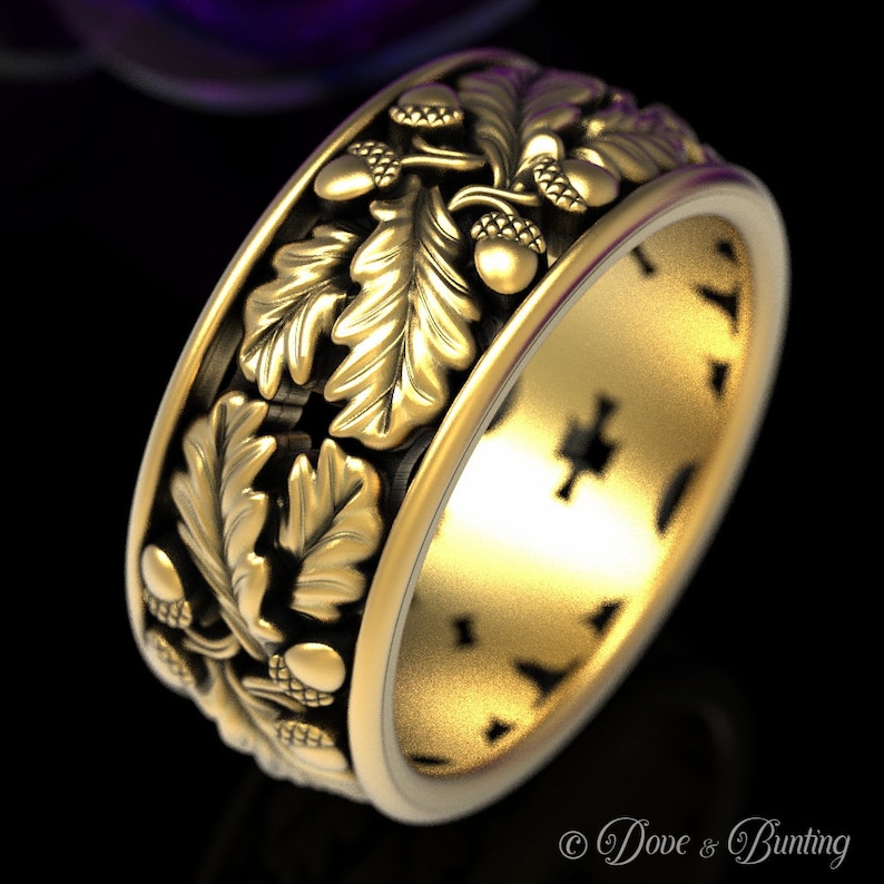 Men's Rings Leaf Pattern Leaf Wedding Band Gold Mens Wedding Ring Leaf Wedding Ring | Etsy