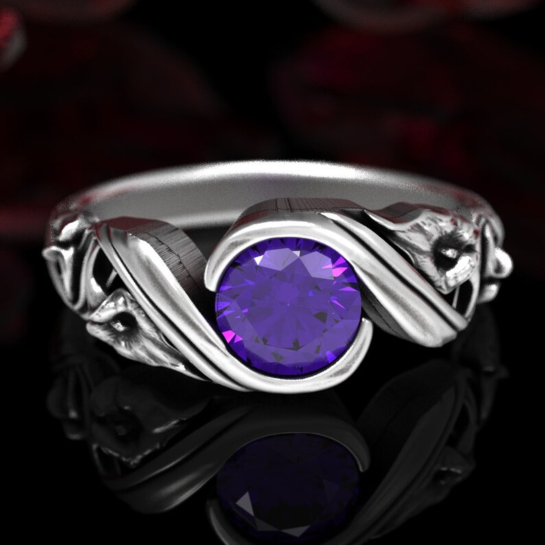 Amethyst Calla Lily Engagement Ring Art Nouveau Calla Lily Etsy