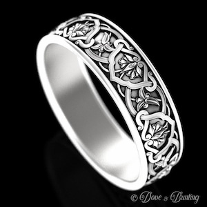 Sterling Silver Flower Ring, Art Nouveau Ring, Botanical Wedding Ring, Nature Wedding Ring, Flower Wedding Ring, Flower Wedding Band, 1903 image 4
