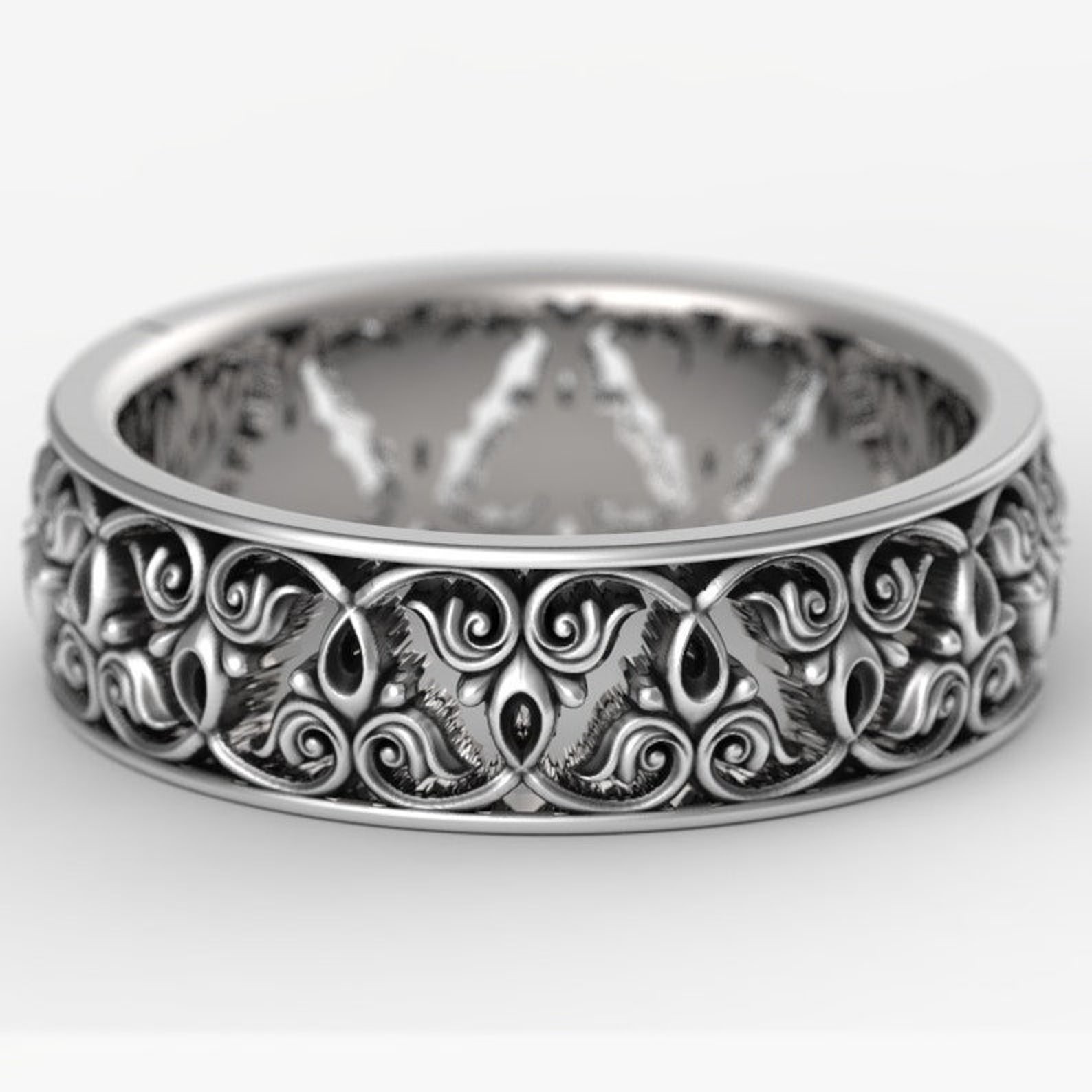 Art Nouveau Wedding Ring Leaf Ring Sterling Womens Ring Etsy