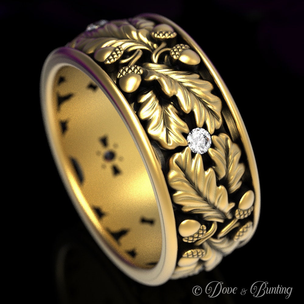 Leaf Wedding Band Gold Moissanite Wedding Ring Leaf Wedding Etsy