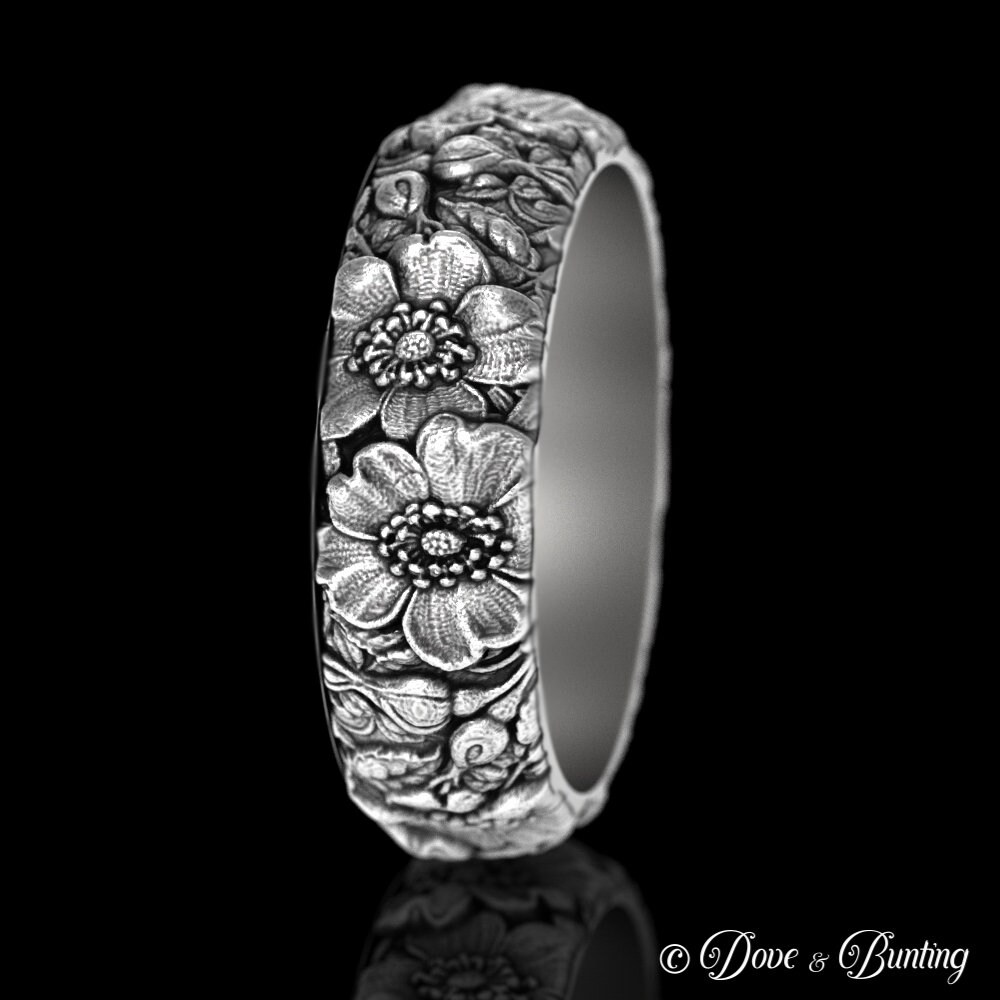 nff☆rose bud ring Hand-sculpted Fine Silver Rose Ring – Bedrock Rose