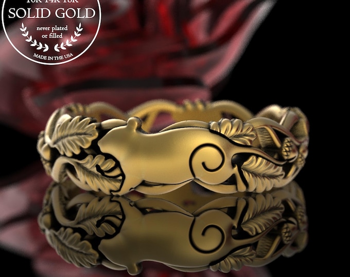 Gold/White Gold Forest Mouse Ring, 10K Field Mouse Ring, 14K White Gold Forest Animal Ring, Rodent Wedding Ring, Ladies Hamster Ring, 5557