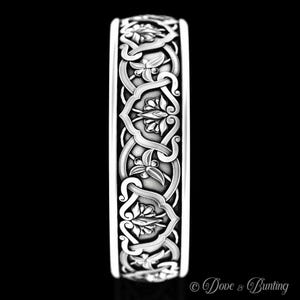 Sterling Silver Flower Ring, Art Nouveau Ring, Botanical Wedding Ring, Nature Wedding Ring, Flower Wedding Ring, Flower Wedding Band, 1903 image 6