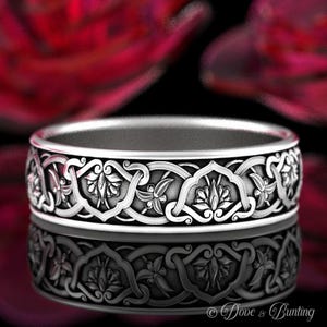 Sterling Silver Flower Ring, Art Nouveau Ring, Botanical Wedding Ring, Nature Wedding Ring, Flower Wedding Ring, Flower Wedding Band, 1903 image 5
