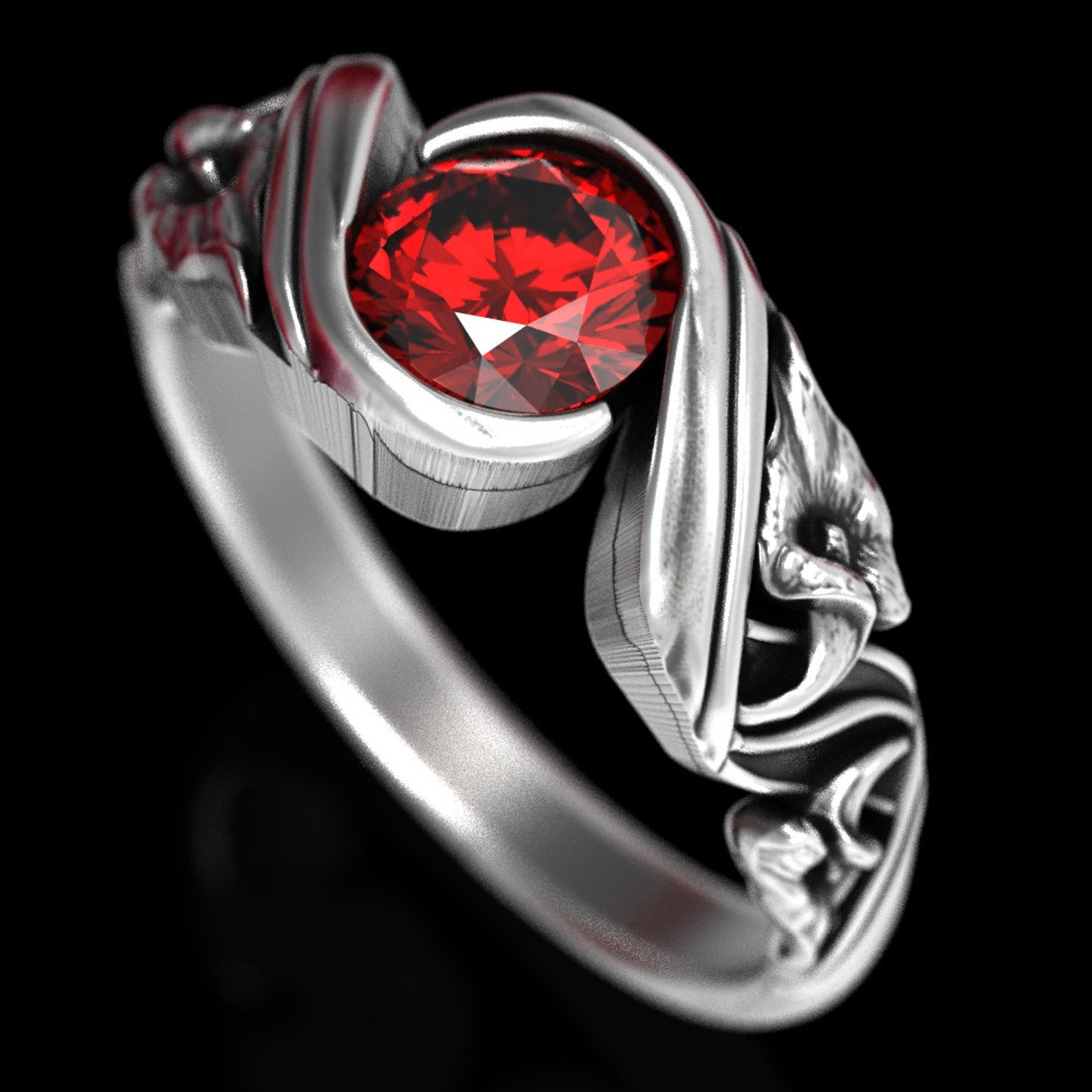 Ruby Calla Lily Engagement Ring Art Nouveau Calla Lily Ring Etsy