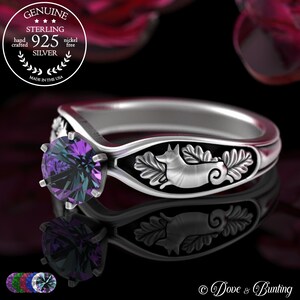 Sterling Corgi Engagement Ring, Alexandrite Dog Solitaire Ring, Silver Bridal Pembroke Welsh Wedding Ring, Miniature Dog Breeds Jewelry 5559