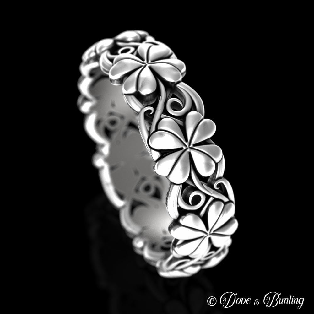 Celtic Matching Clover Set in Sterling Silver, Botanical His Hers ...
