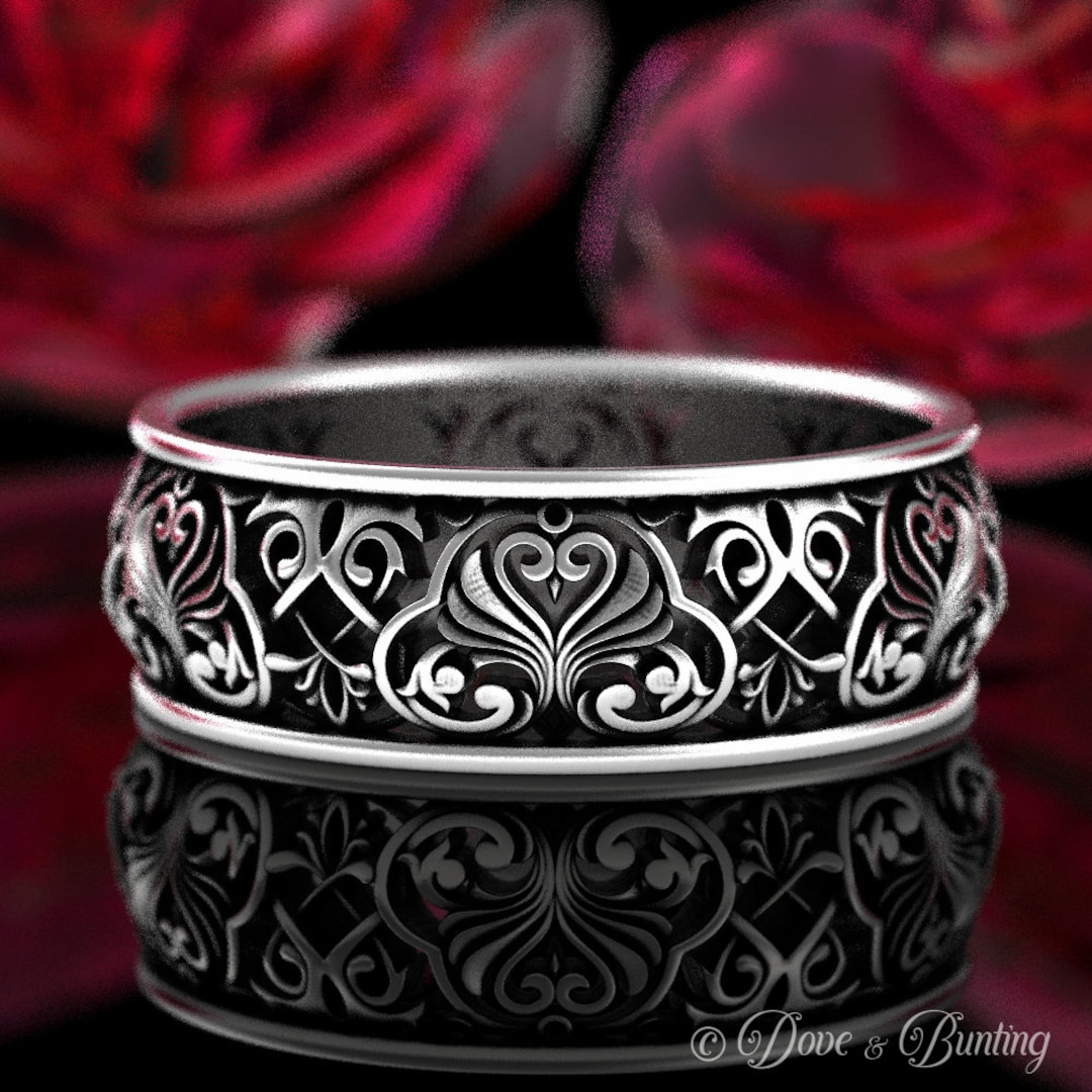 Sterling Silver Swirl Ring, Silver Swan Ring, Art Nouveau