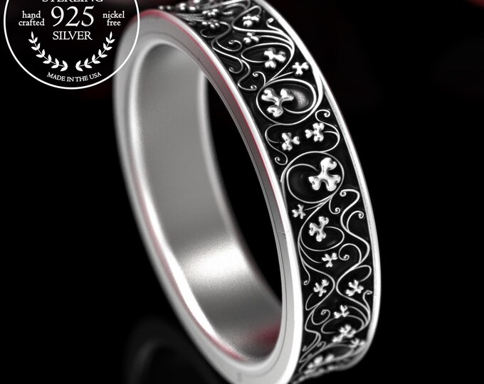 Scottish Shamrock Ring, Sterling Irish Clover Ring, Silver Celtic Clover Wedding Band, Lucky Clover Ring, Luck of the Irish Jewelry, 2019