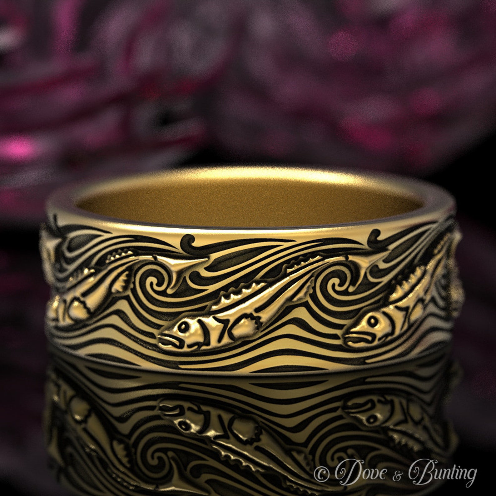 Gold Fish Ring, Art Nouveau Fish, Gold Carp Ring, Gold Fishing Ring ...