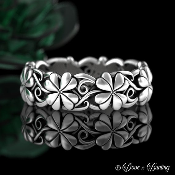 Four Leaf Clover Ring, Sterling Silver Clover Ring, Shamrock Ring