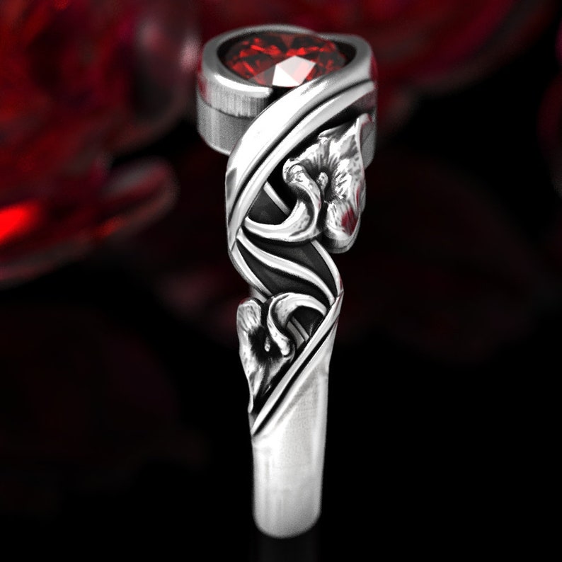 Ruby Calla Lily Engagement Ring Art Nouveau Calla Lily Ring Etsy