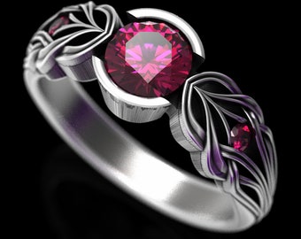 Ruby Art Nouveau Ring, Sterling Art Nouveau Ring, Vintage Engagement Ring, Art Nouveau Engagement Ring, Silver Ruby Engagement Ring, 1658