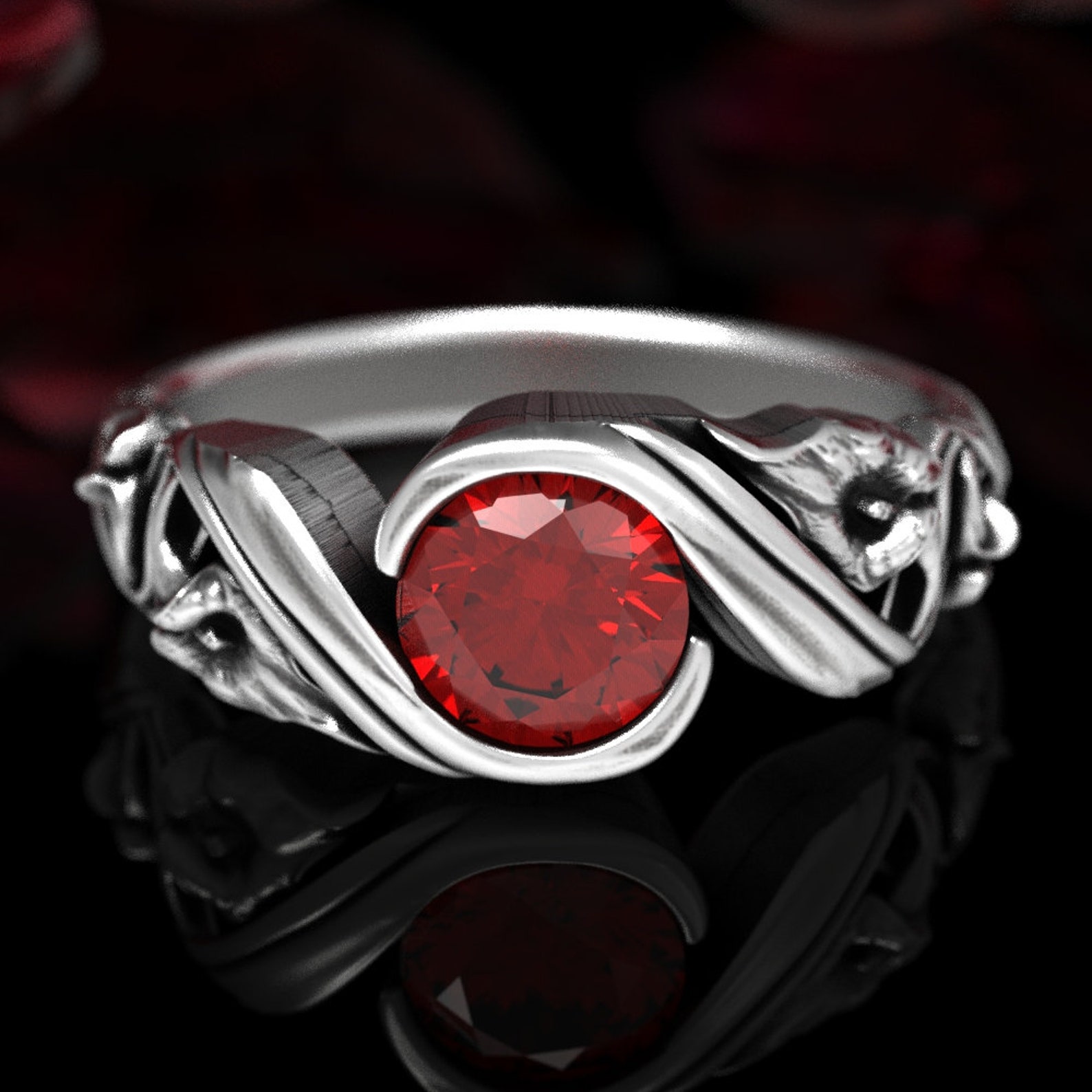 Ruby Calla Lily Engagement Ring Art Nouveau Calla Lily Ring Etsy