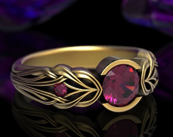 Ruby Art Nouveau Ring, Gold Art Nouveau Ring, Vintage Inspired Ruby Ring, Art Nouveau Engagement Ring, White Gold Ruby Engagement Ring, 1658
