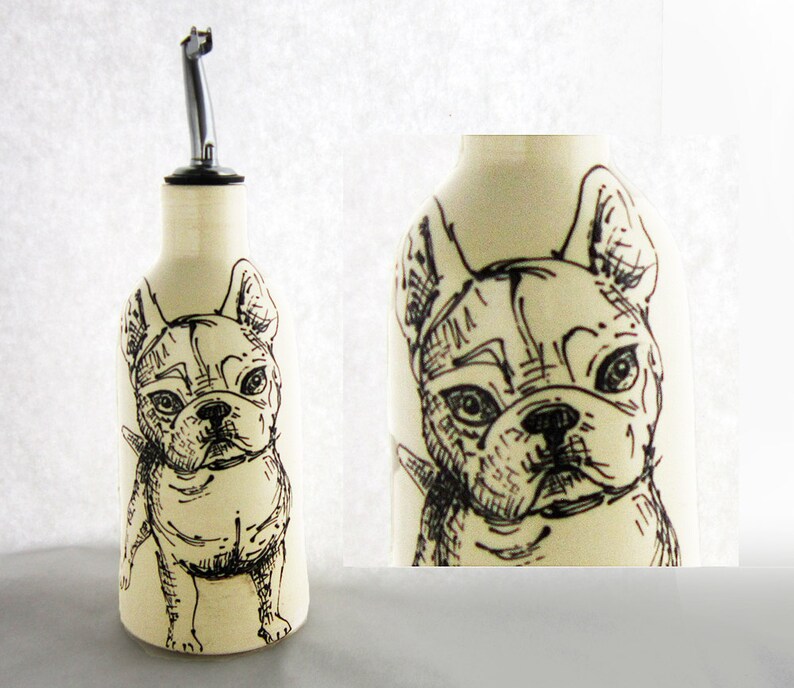 French Bulldog of Pitbull Oil Dispenser approx 15 oz microwave safe dishwasher can customize great Birthday gift dog art