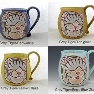 Cat Mug, pottery mug, great Valentines Day gift,cat lover,mom dad handmade gift, custom name mugs, personalized, name mug, personalized gift image 8