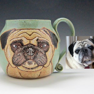 Pug Mug Custom Pet Portrait Mug Dog Pet Coffee Mug Cup Personalized Mother Mom Dad Gift Idea Mugs Dog Lover Gift For Her Hand Painted 13 oz image 6