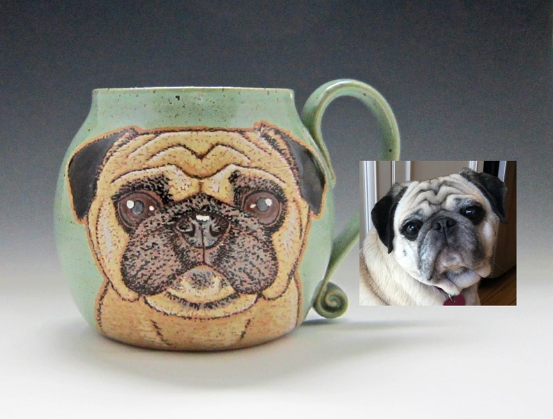 Pug Mug Custom Pet Portrait Mug Dog Pet Coffee Mug Cup Personalized Mother Mom Dad Gift Idea Mugs Dog Lover Gift For Her Hand Painted 13 oz image 6