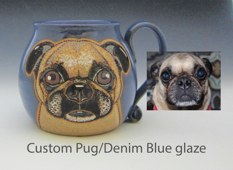 Pug Mug Custom Pet Portrait Mug Dog Pet Coffee Mug Cup Personalized Mother Mom Dad Gift Idea Mugs Dog Lover Gift For Her Hand Painted 13 oz image 3