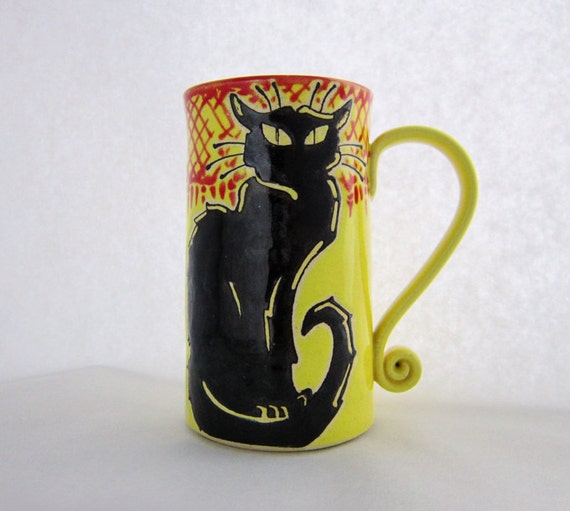 Chat Noir Mug Black Cat Mug Pottery Mug Birthday Gift Etsy Chat Noir Mug Black Cat Mug Pottery Mug Birthday Gift Etsy