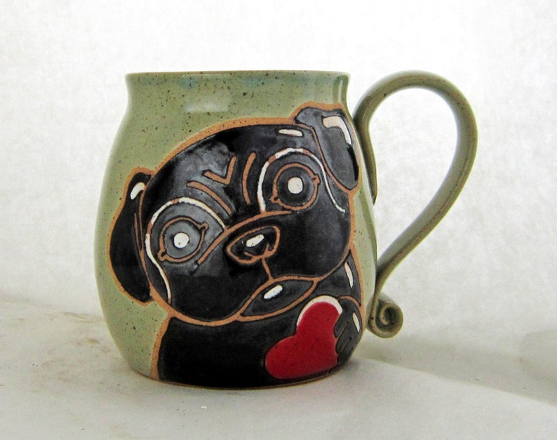 Black Pug Mug, pug mug, pug lovers gift, dog mug, Valentines Day gift, custom coffee dog mug, pet coffee mug, dog lover coffee mug 13 oz image 4