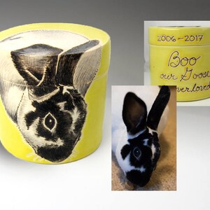 Rabbit Urn, pet urn, small pet, Custom pet portrait artist, rabbit urn, bird urn, ferret urn, urn, send photo, hand painted custom image 4