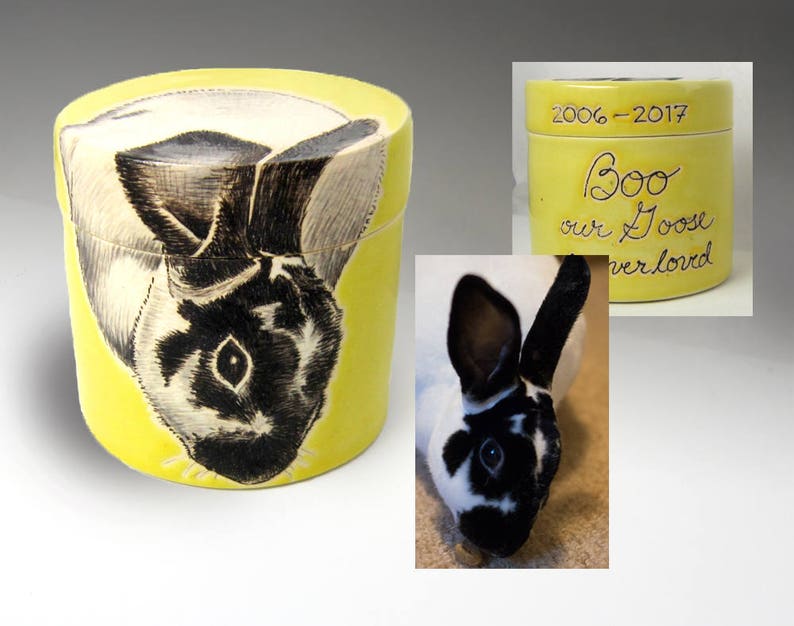 Rabbit Urn, pet urn, small pet, Custom pet portrait artist, rabbit urn, bird urn, ferret urn, urn, send photo, hand painted custom image 4